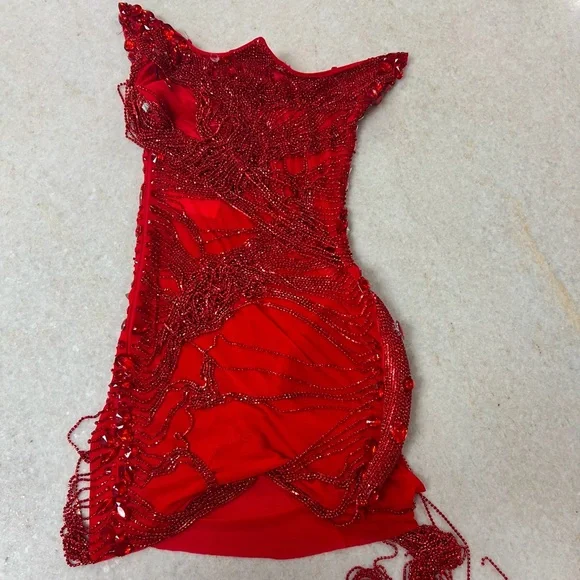 Dazzling Scarlet Mini Dress - Picture 5 of 7